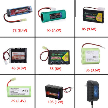 Sognotoy RC Car Battery Charger - Smart NiMH/NiCd for 4.8V-9.6V, Black, Compatible with 2.4V-12V Battery Packs