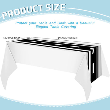 Car Birthday Party Supplies Racing Party Decorations Road Tablecloth Racetrack Table Runner Table Covers For Kids Boy Car Theme Birthday Party, 54 X 108 Inch (Black White Style,3 Sheets)