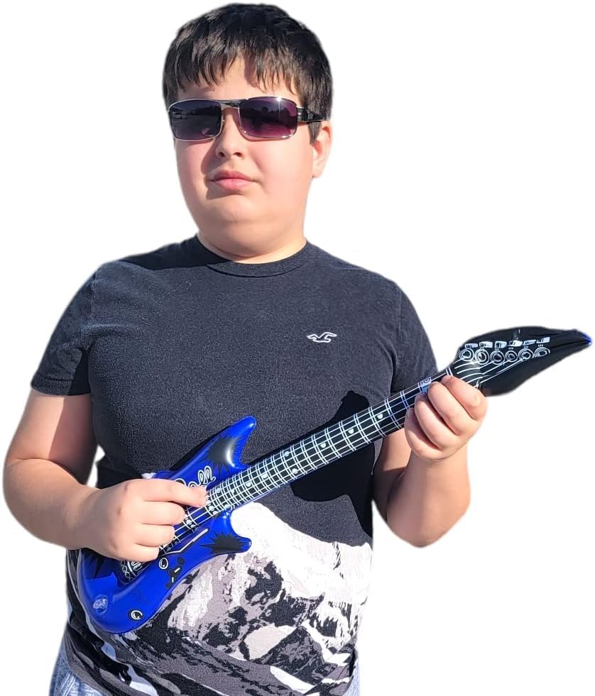 Rock Inflatable Mini Guitars (23 Inches) Vinyl. Perfect Party Favor, Dj Dance 80S Rocker (8)