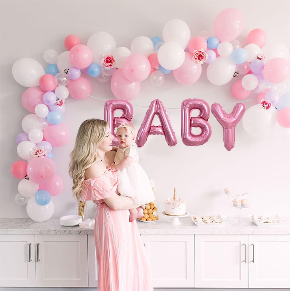 Toniful 52 Pieces 16 Inch Light Pink Letter A-Z Balloons,Custom Phrase Mylar Foil Alphabet Letter Diy Personalized Phrase Banner