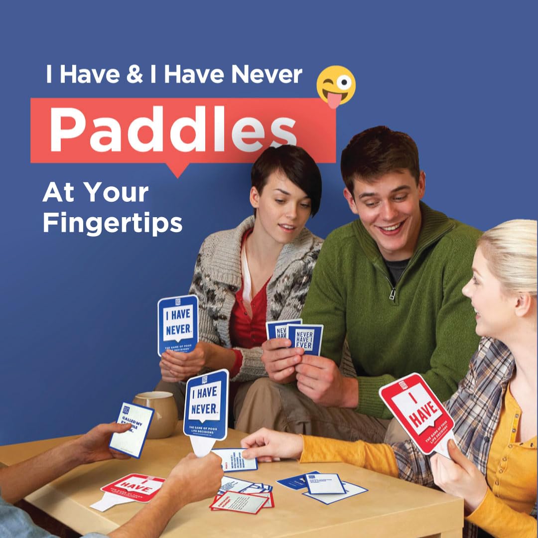 Never Have I Ever Card Game Paddles - 10 Multi-color I Have & I Have Never Paddles for Adult Game Nights, Ages 17+