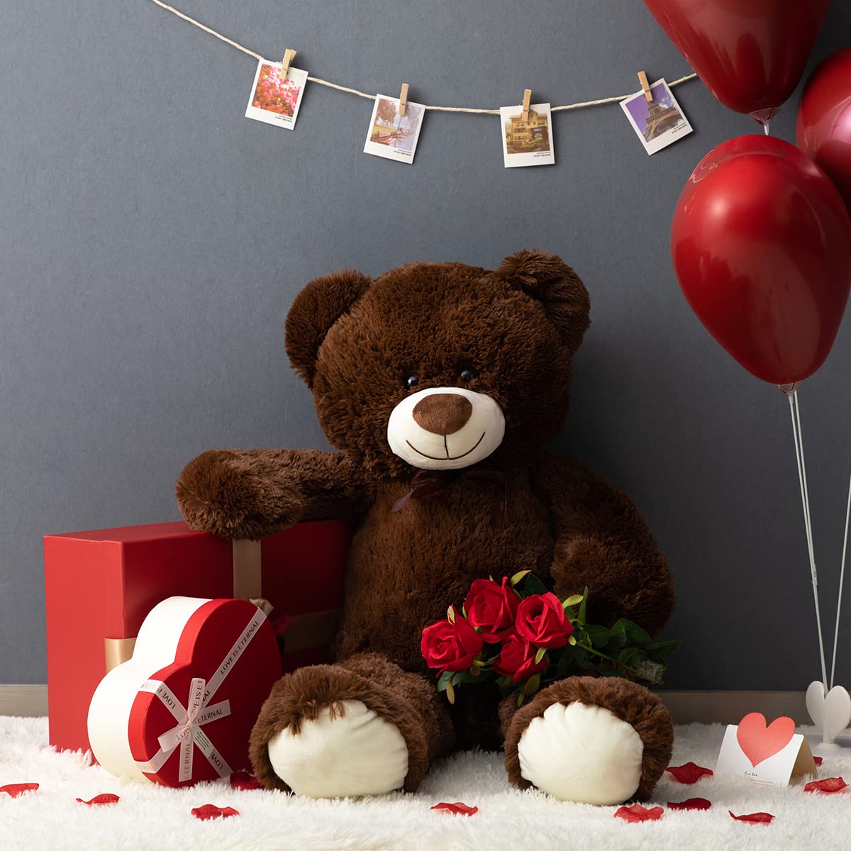 Hollyhome Teddy Bear Plush Giant Teddy Bears Stuffed Animals Teddy Bear Love 36 Inch Chocolate