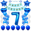 Huture 7 Birthday Party Supplies Blue Number 7 Foil Balloon Happy Birthday Banner Kit 7Th Birthday Decoration White Blue Latex C