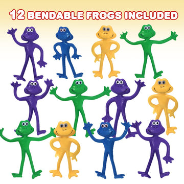 ArtCreativity Bendable Frog Figures, Set of 12, Bendable Toys for Kids, Animal Party Favors for Boys and Girls, Stress Relief Fi