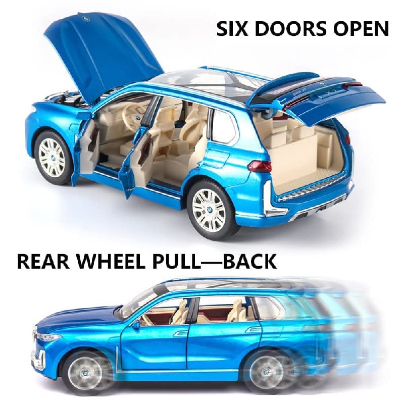 Adlon Car 4 Wheel Drive Metal Car Pull Back with Open Doors, Engine Cover, Front and Rear Light & Music Great Gift for Boys and