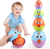 Easter Eggs Toys Basket Stuffers For Toddlers 1-3, Baby 18 Months, 8 Pcs Plastic Nesting & Stacking Matching Toys , Easter Gifts