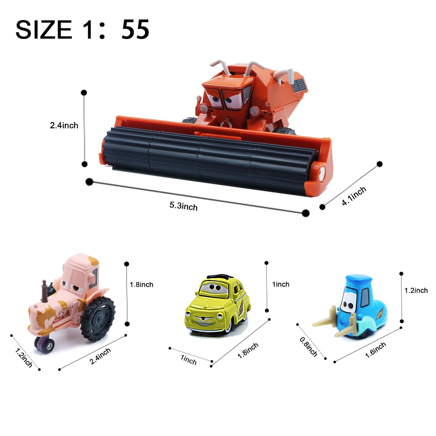 4-Pack Car Decast Frank and Car Tractor Set, 1:55 Diecast Model Mini Vehical, Compact Portable & Collectible Car Toys for Kids B