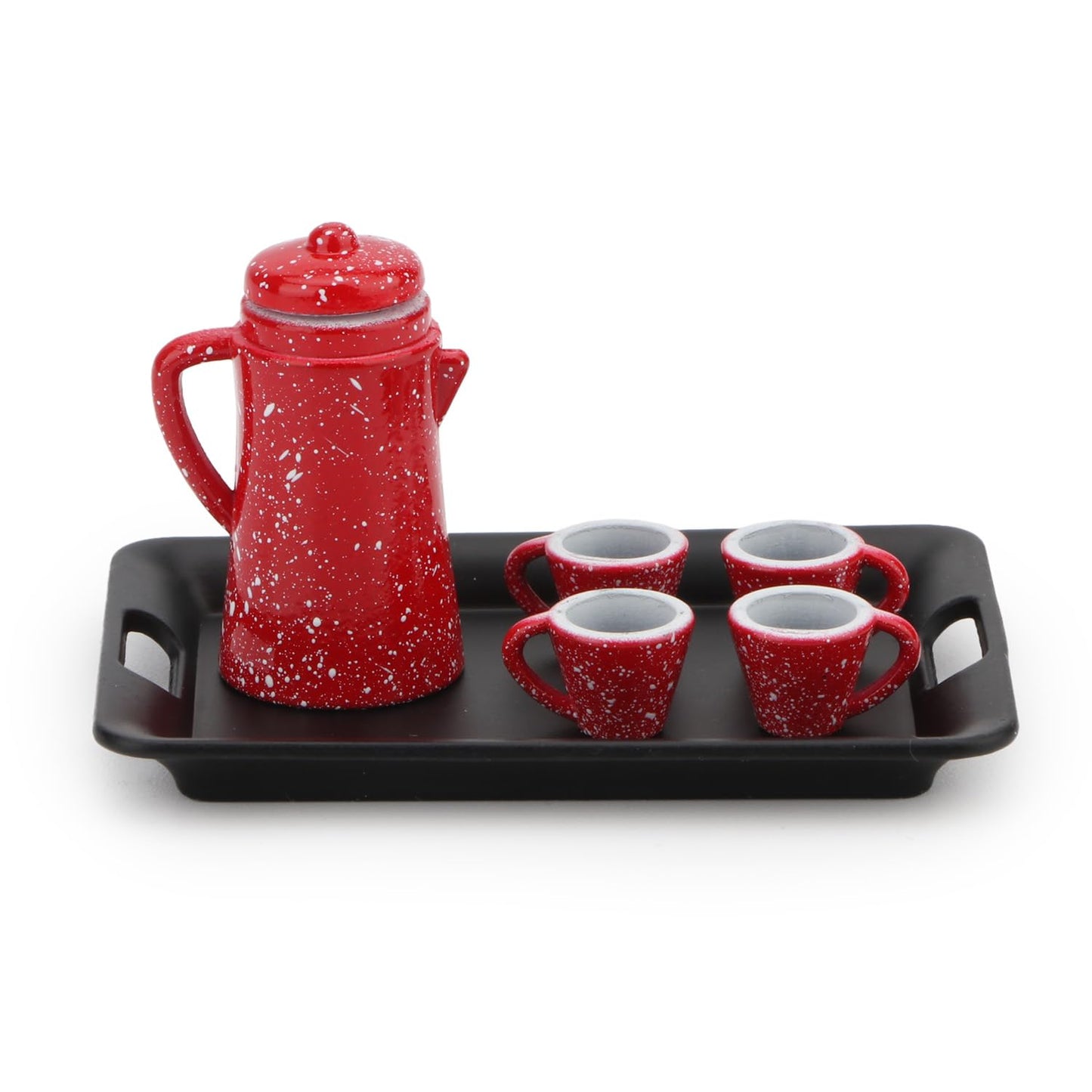 Dollhouse Miniature Spotted Coffee Pot With 4 Cups And Tray Kitchen Accessories 1:12 Scale Appliance Model Japanese Model Dollho