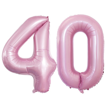 Goer Number 40 Balloons For 40Th Birthday Party Decorations,42 Inch Jumbo Foil Helium Balloons For 40Th Anniversary (Light Pink)