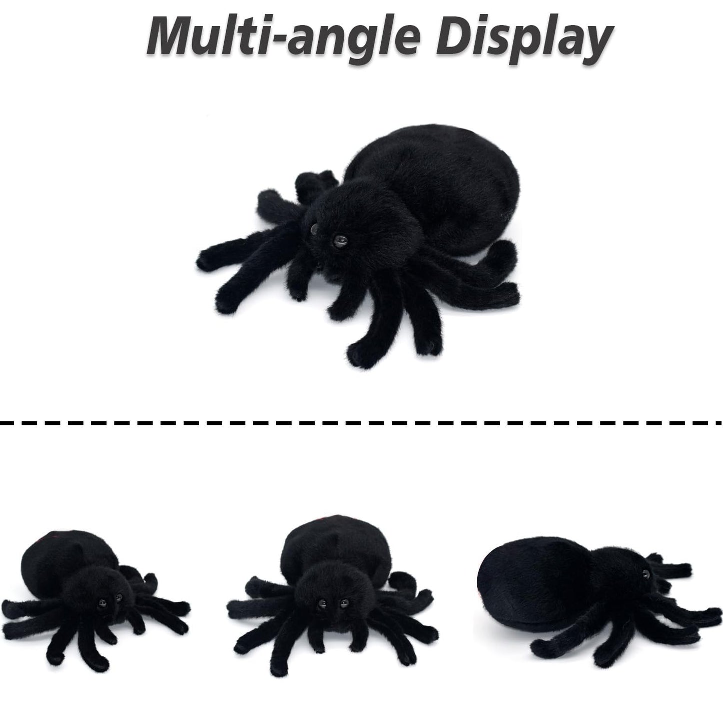 HWD Black Soft Stuffed Spider Doll - Cute Plush Plushie for Kids, Toddler Gifts, Birthdays, Halloween, Christmas Pranks