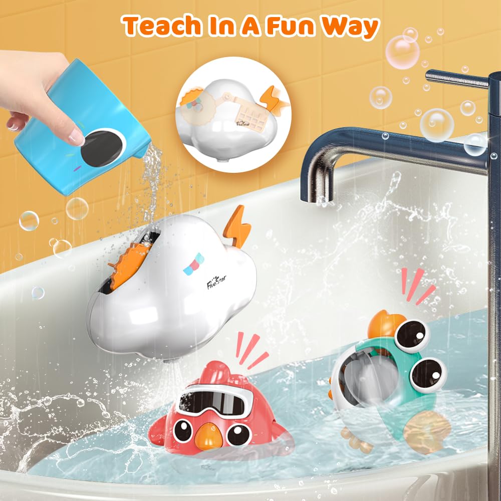 Vatos Baby Bath Toys, Elephant Basketball Hoop Bathroom Baby Toys For Babies Boys Girls 1 Year Old, Baby Bathtub Playset With Bird, Crab, Clouds, Yacht Best Bath Gift For Toddlers 1-3