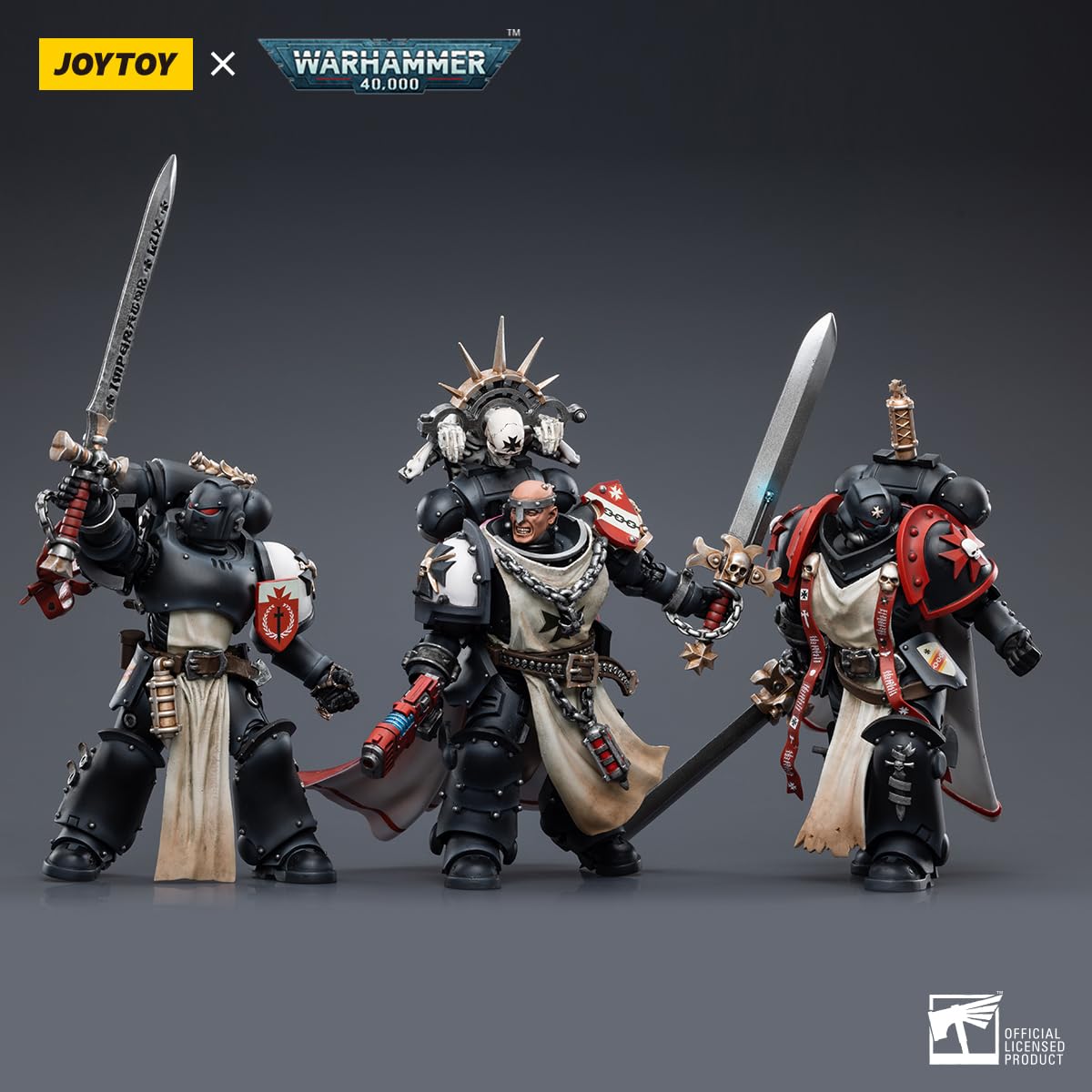 Beerise Joytoy 1/18 Action Figures - Warhammer 40,000 Black Templars Rolantus,Eberwulf,Baldeckrath - 3Pcs/5,Classic Character,Co