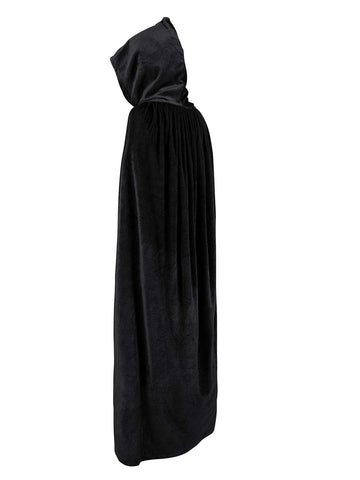 Century Star Kids Hooded Velvet Cloak Cape for Halloween Christmas Role Play Cosplay Dress up 3-16 Years Black X-Large