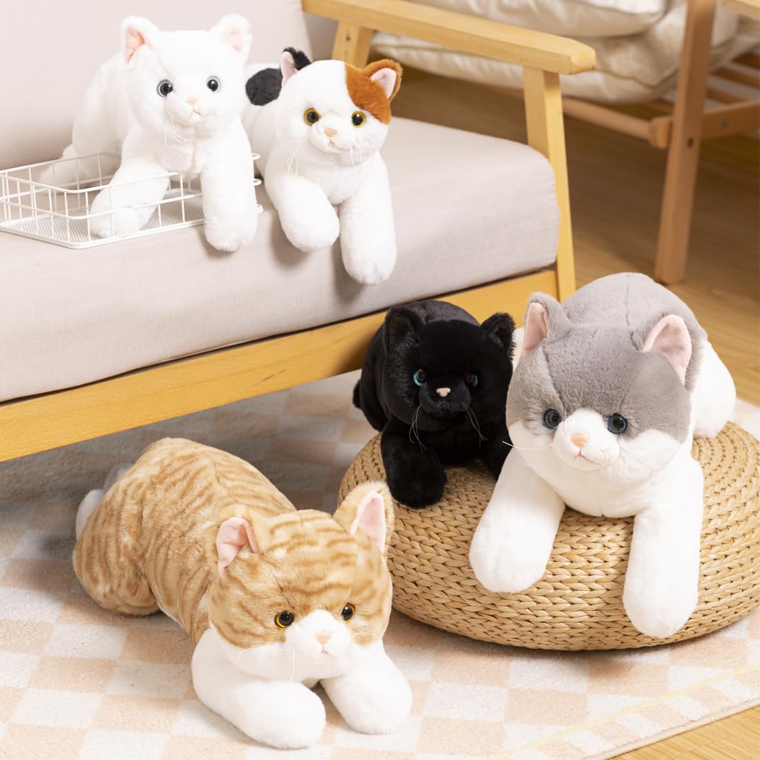 Yeqivo Cat Stuffed Animal Realistic Cat Plush Toy,Soft Plush Kitty Stuffed Animal For Kids Girlfriend,Cute Plush Cat Animals For