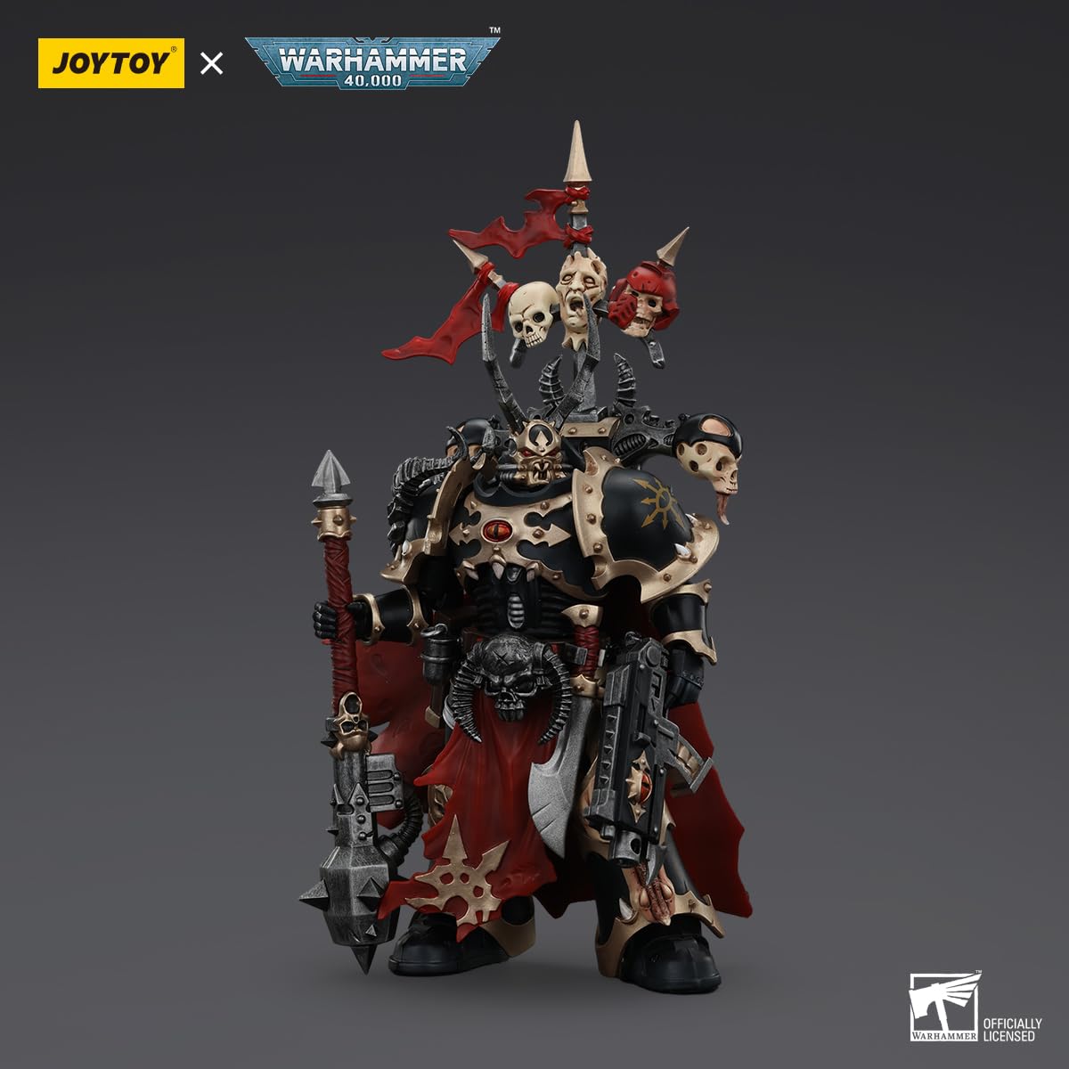malt-inspiredISE JOYTOY 1/18 Action Figures - Warhammer 40 000 Chaos Space Marines Black Legion Chosen Champion with Bolter and Power Maul - 5 Classic Character Collectible Age 15 and Above