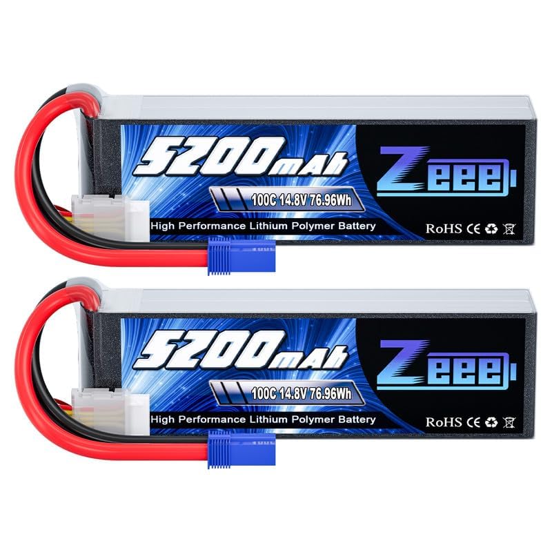Zeee 4S Lipo Battery 14.8V 5200mAh 100C with EC5 Plug Soft Case for RC Plane Quadcopter Airplane Helicopter RC Car Truck RC Boat