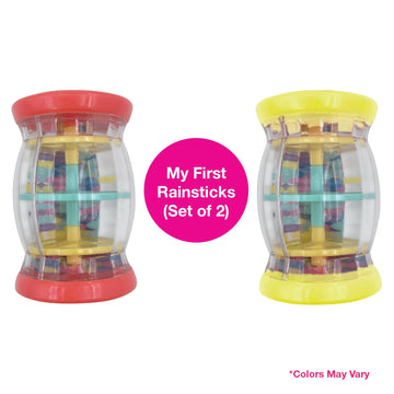 Edushape My First Rainstick 3 Inch - Set of 2 Rainmaker Toys For Babies, Sensory Tubes Musical Instrument - Rain Stick Baby Toy