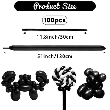 Hykjnbw Black Long Balloons For Balloon Animals, 260 Balloons Art Kit For Twisting, Skinny Modeling Balloons Supplies For Birthd