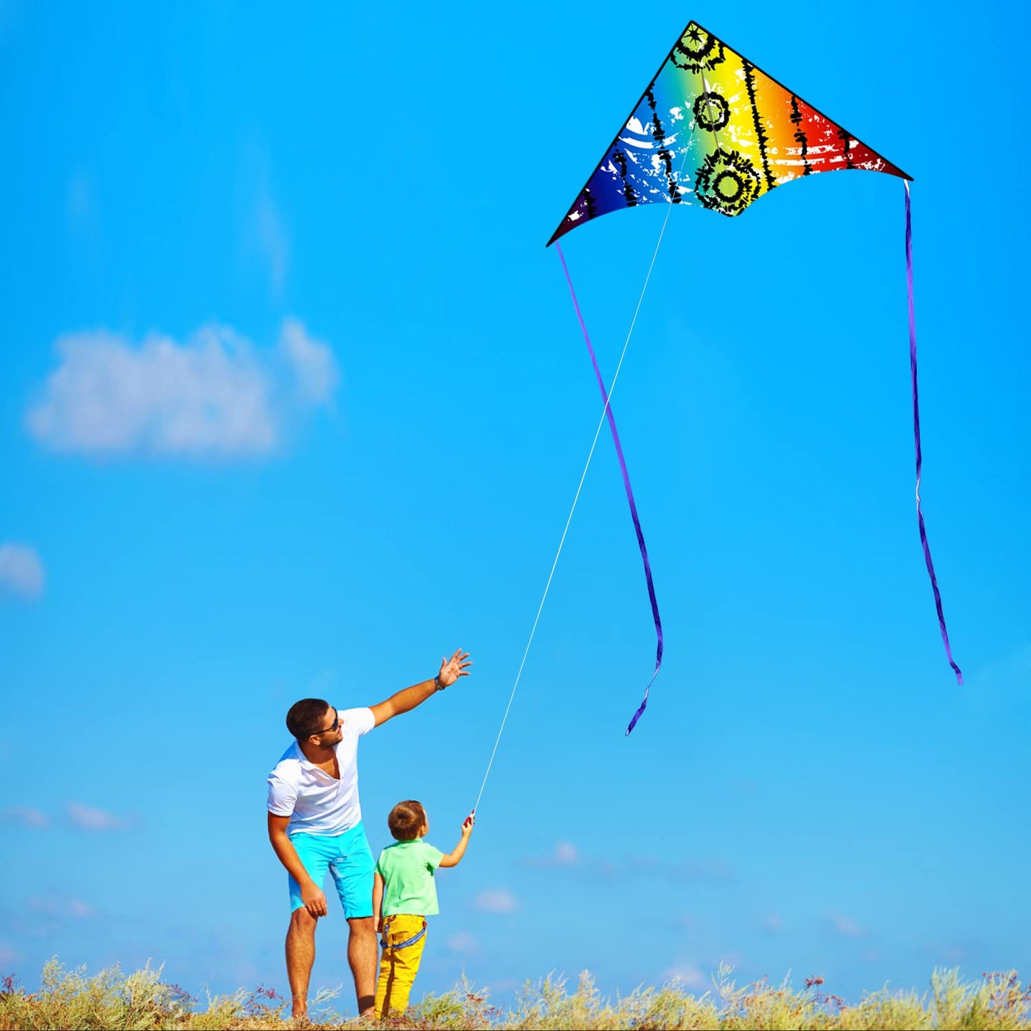 Honbo Large Kites For Adults, Beginner Kite For Kids Easy To Fly, The Easiest Single Line Beach Kite, With 300Ft String Kite Handle