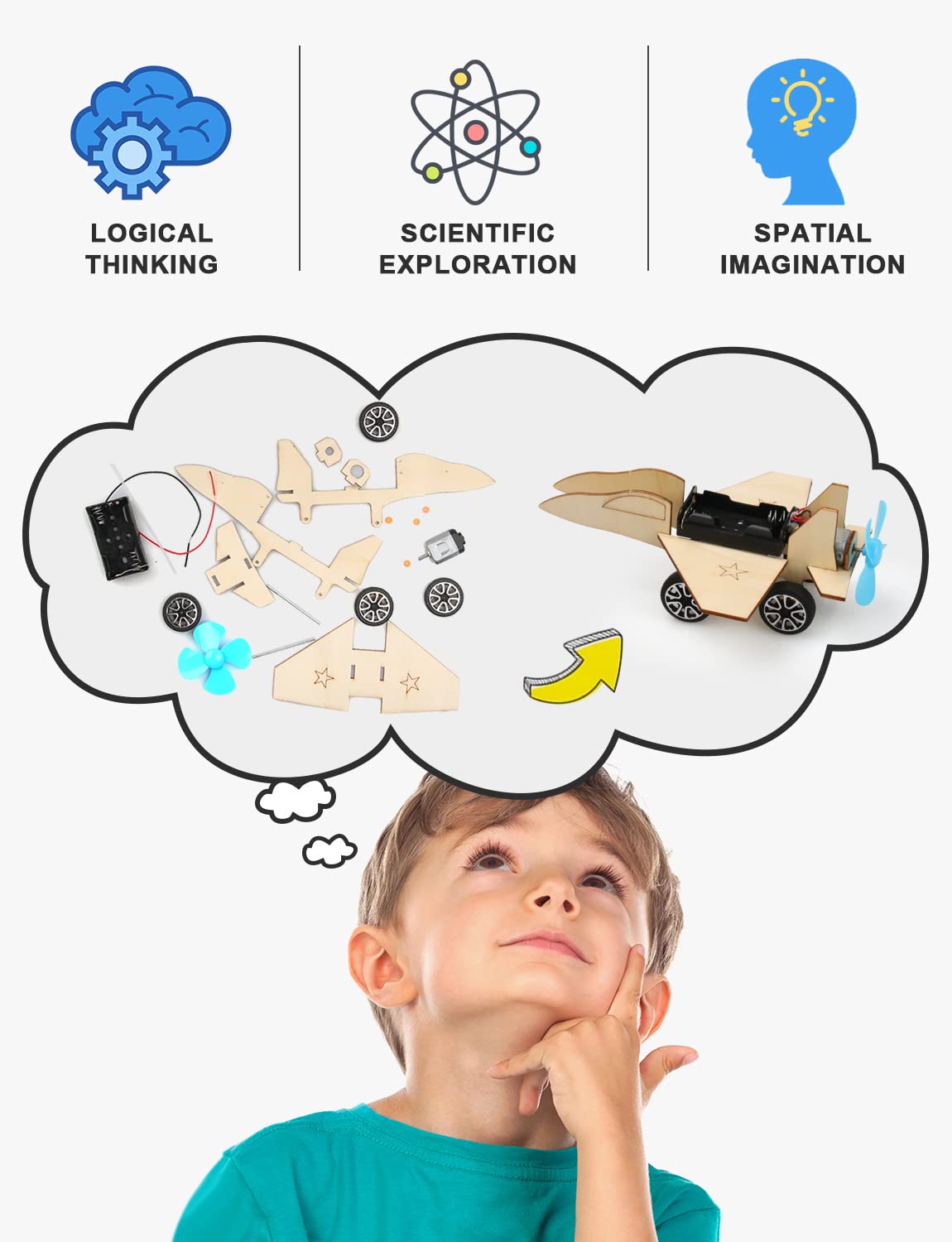 5 In 1 Stem Model Car Kits, Stem Projects For Kids, Toys For Boys Age 8-12, 3D Wooden Puzzles, Educational Science Building Kit, Christmas Birthday Gifts For 8 9 10 11 12 Year Old Boys And Girls