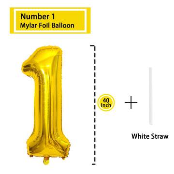 1 Number Balloon Gold 40 Inch Big Foil Mylar 1St Balloons For 1 Year Old Boy Girl Birthday Party Decorations Wedding Anniversary