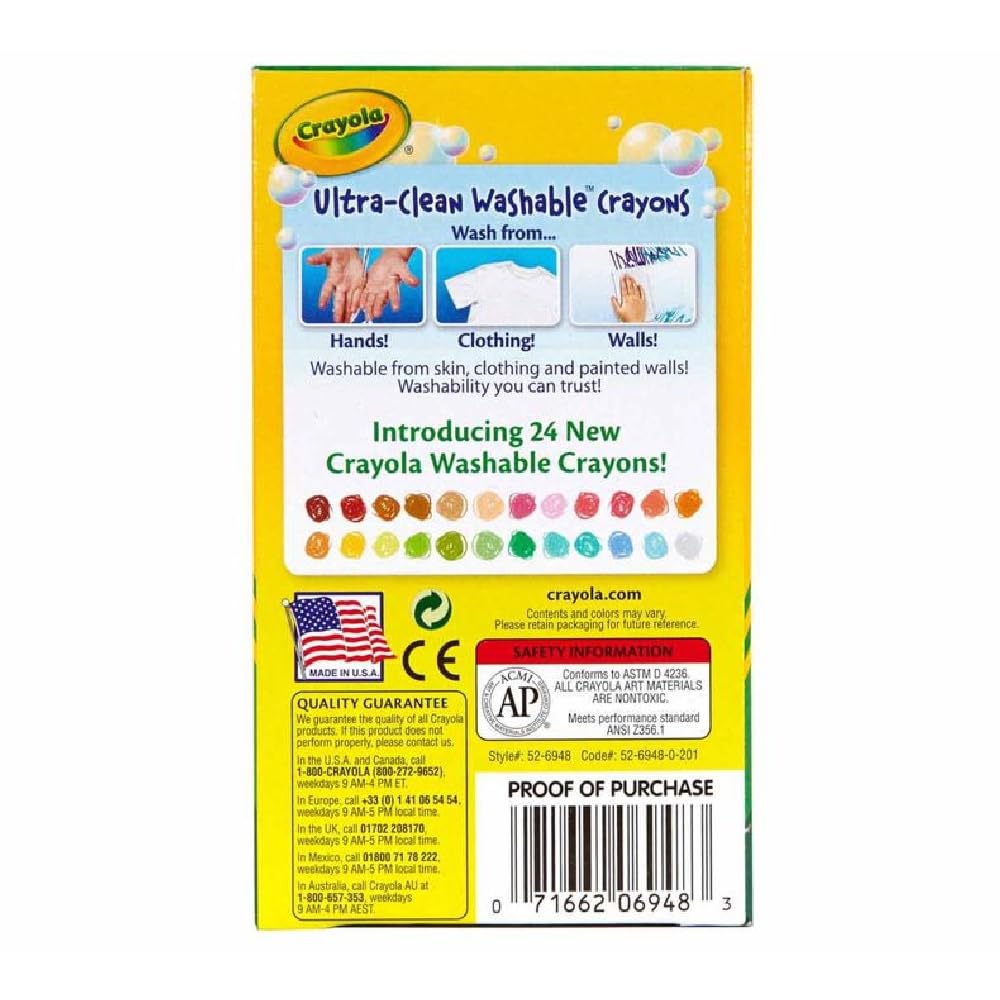 Crayola Ultra Clean Washable Color Max Crayons, Set of 48, Assorted Colors, Standard Size, Model 526948
