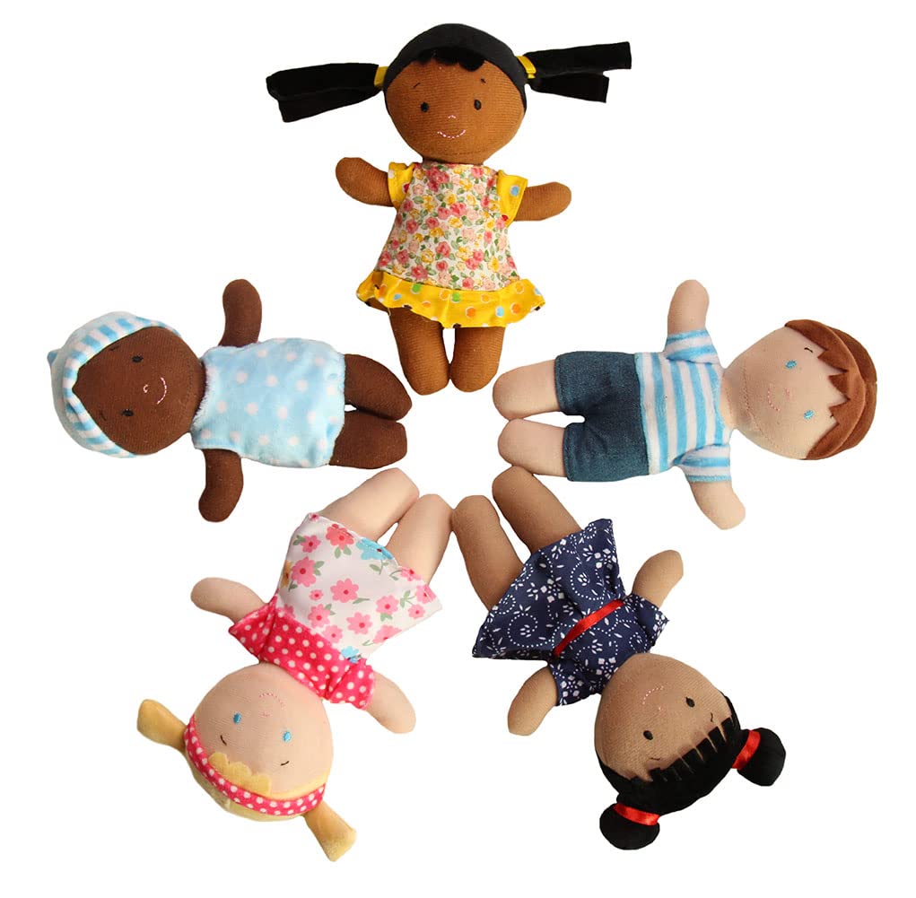 Snuggle Stuffs Basket Of Buddies Plush Diversity Multicultural Ethnic Dolls | Diversity Toys For Toddlers | Soft Multicultural Dolls For Preschool Classroom, Daycare Or At Home | Set Of 5-8'