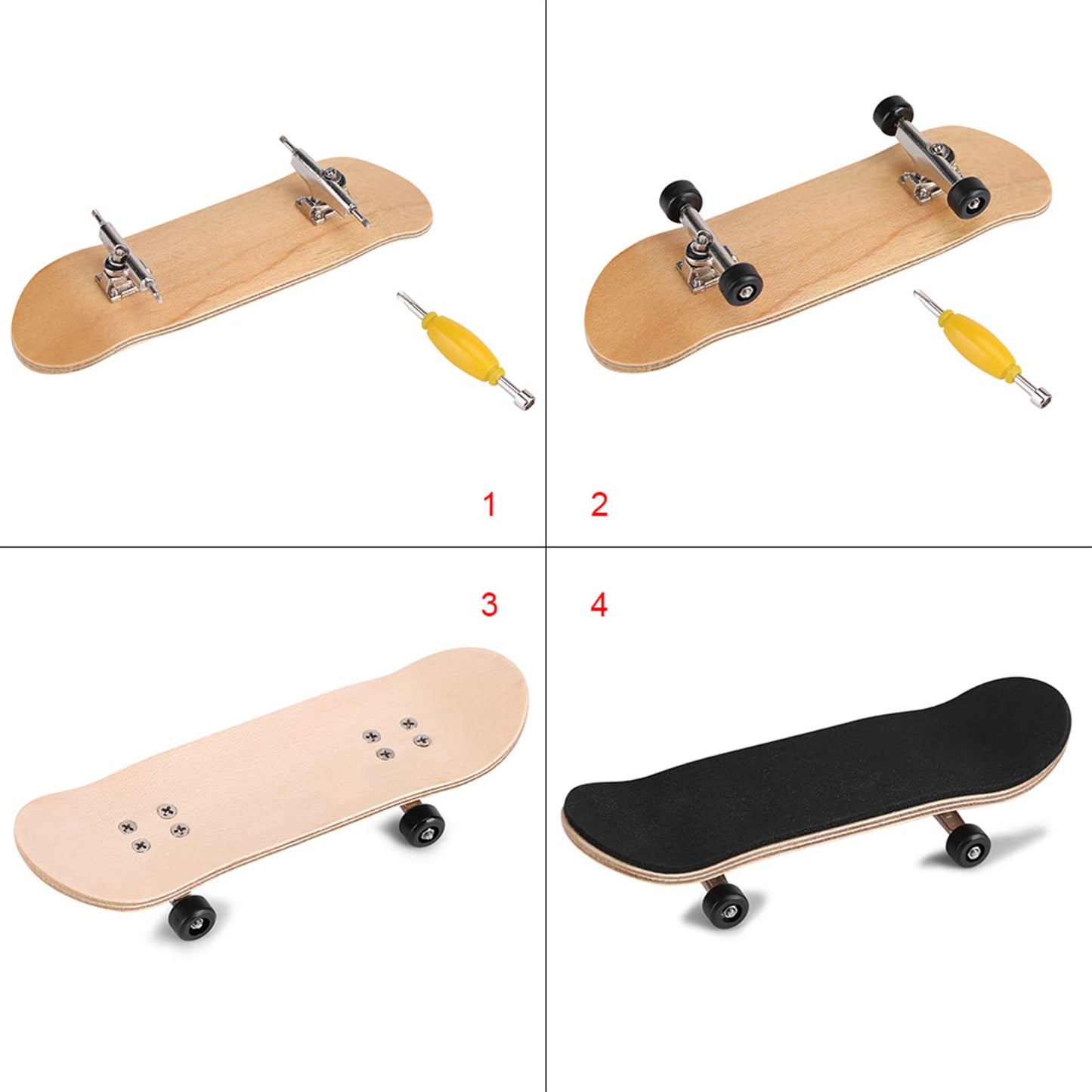Gloglow Finger Skateboard, Wooden Mini Fingerboard Finger Toy With Wooden Board Professional Bearing And Wheel For Adults And