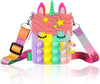 Gifts For Kids Rainbow Unicorn Purse Bag For Girls And Women, Fashion Pop Purse Push Bubbles Fidget Toy, Wallet Ladies Bag Silic