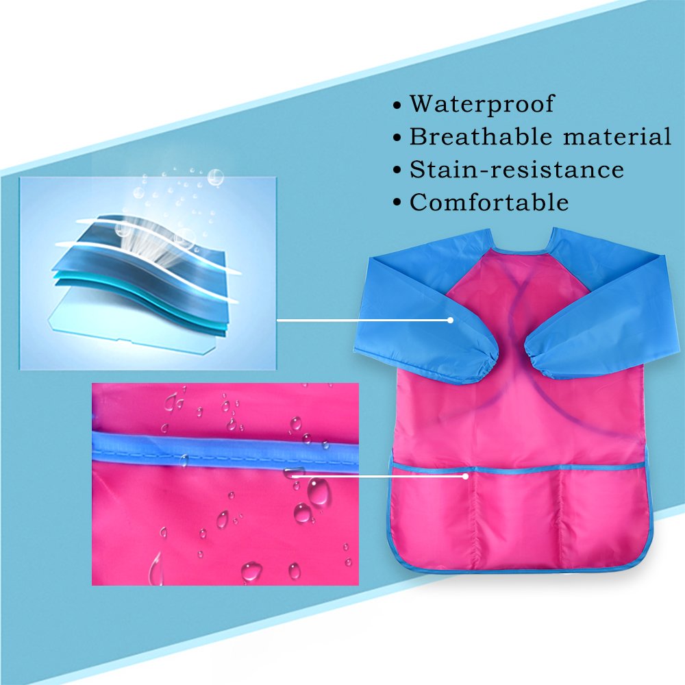 KUUQA Waterproof Children Art Smock Kids Art Aprons, Painting Supplies (Paints and brushes not included)