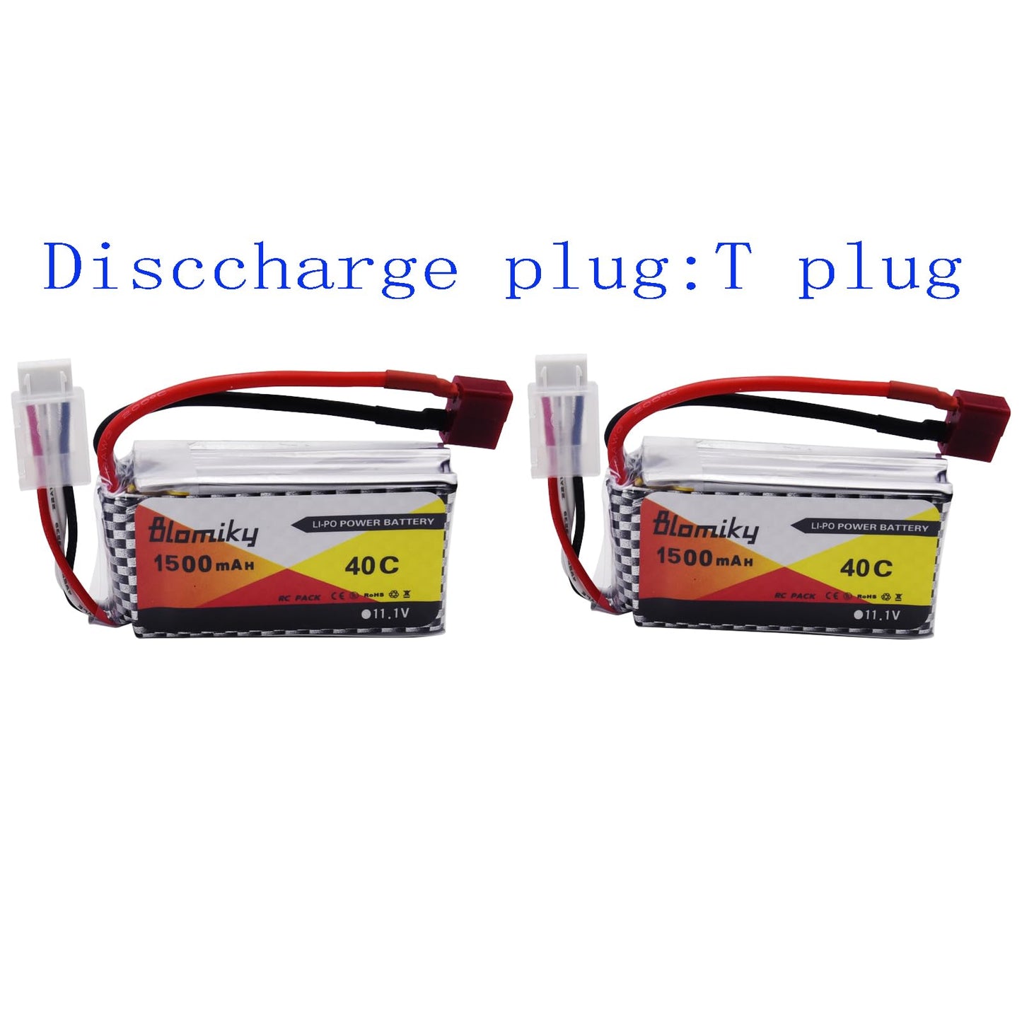 Blomiky 2 Pack 11.1V 1500mAh 35C Lipo Battery with Deans T Plug for RC Airplane, RC Helicopter, RC Car Truck, RC Boat and Quadco