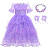 Ccjrlm Encanto Dress Mirabel Dress Encanto,Isabella Encanto Costume For Girls Cosplay Dress Up With Glasses Earrings 9-10 Years