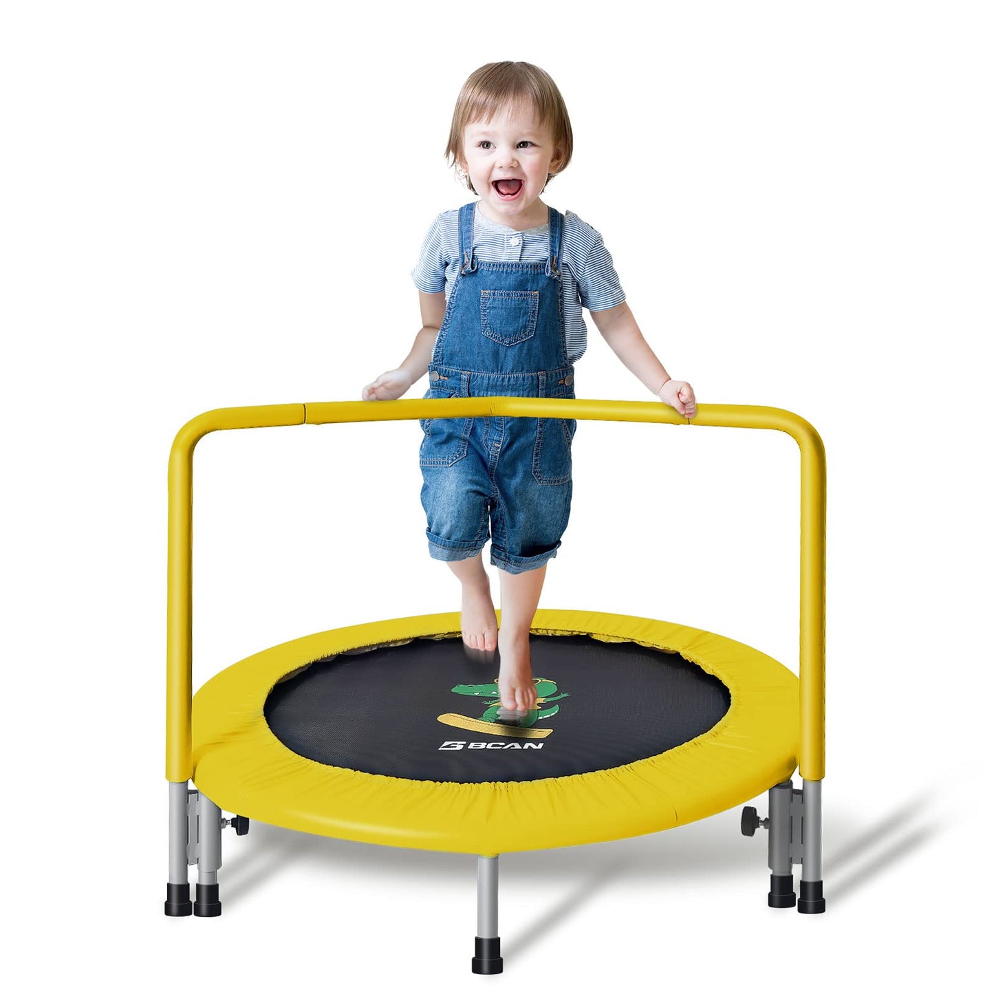 Bcan 36'' Mini Folding Ages 2 To 5 Toddler Trampoline With Handle For Kids, Two Ways To Assemble The Handle, Indoor/Garden Toddl