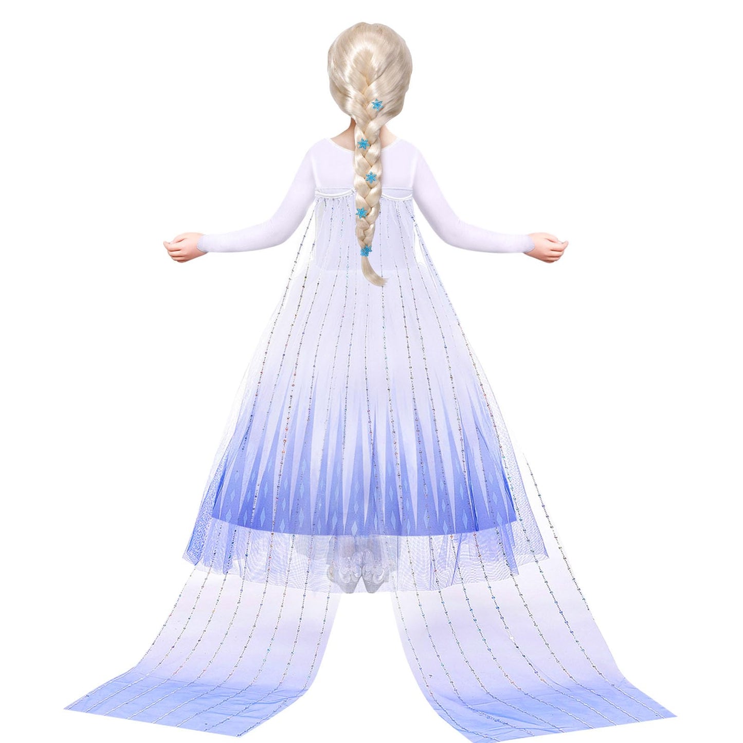 G.C Elsa Dress Costume For Girls Toddler Princess Dress Up Clothes With Cape Crown Wig Gloves Wand Necklace Accessories Toys Hal