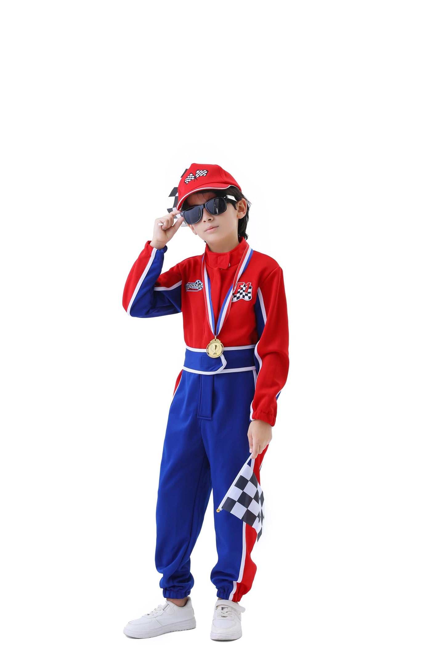 Clothand Kids Racing Suit Costume Toddler And Boys Race Car Driver Jumpsuit For Halloween, Dress Up & Pretend Play, Ages 4-6