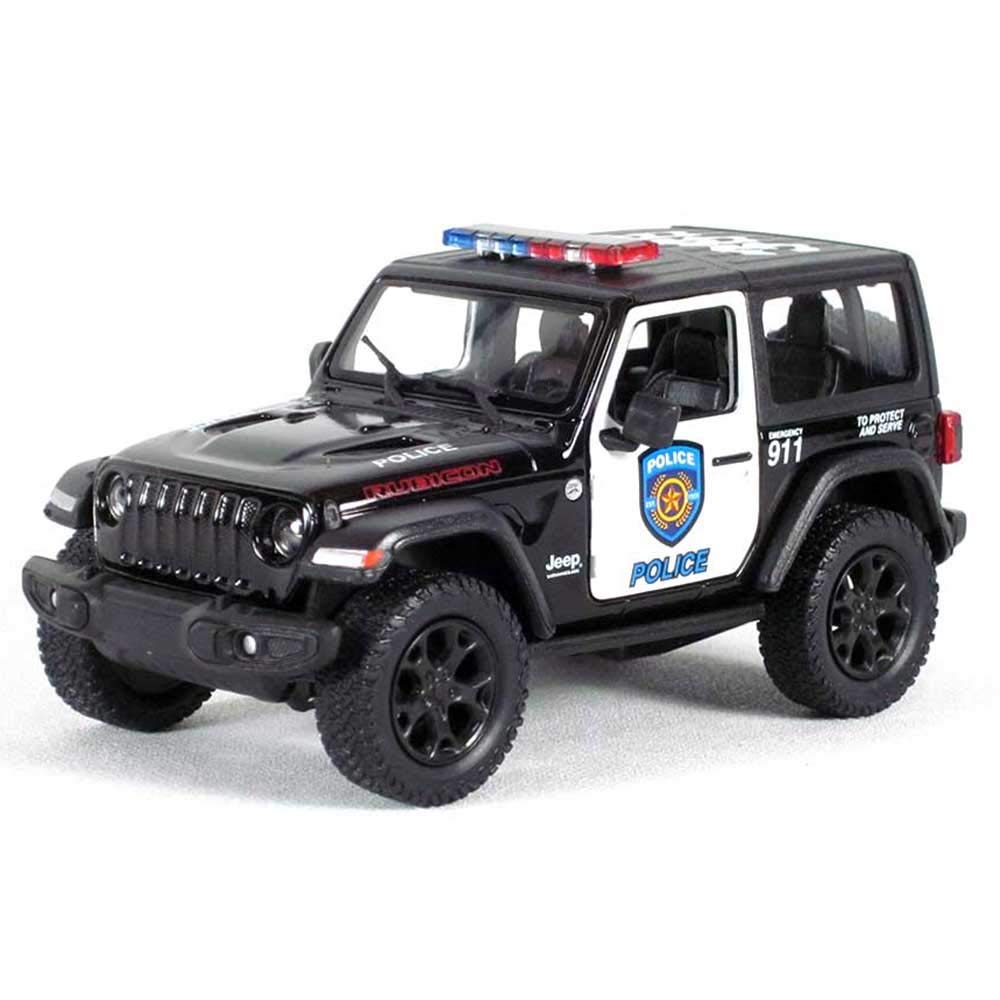 KiNSMART 5'' Die-cast: 2018 Jeep Wrangler Rubicon Police Edition (Black/White)