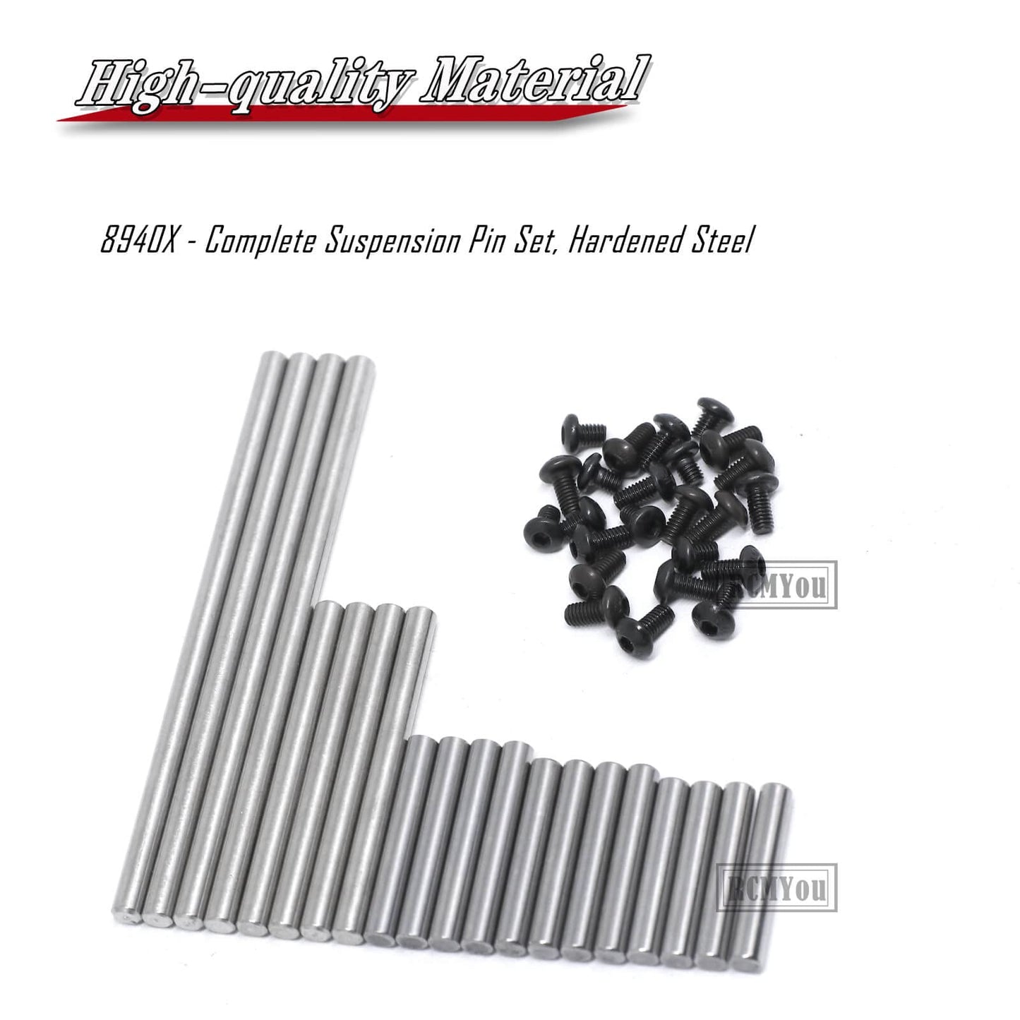 RCMYou RC Upgrades Part 8940X Suspension Pin Set,Complete (Hardened Steel),Includes:(4) 4x85mm (4) 4x46.5mm (4) 4x28mm (4) 4x26m