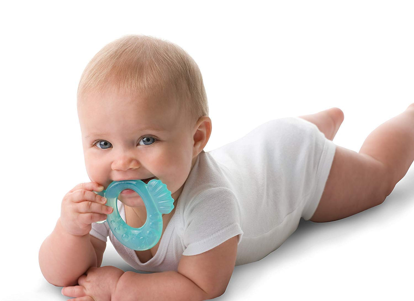 Nuby Silicone Teethe-Eez Teether With Bristles, Includes Hygienic Case, Aqua (Count Of 2)…