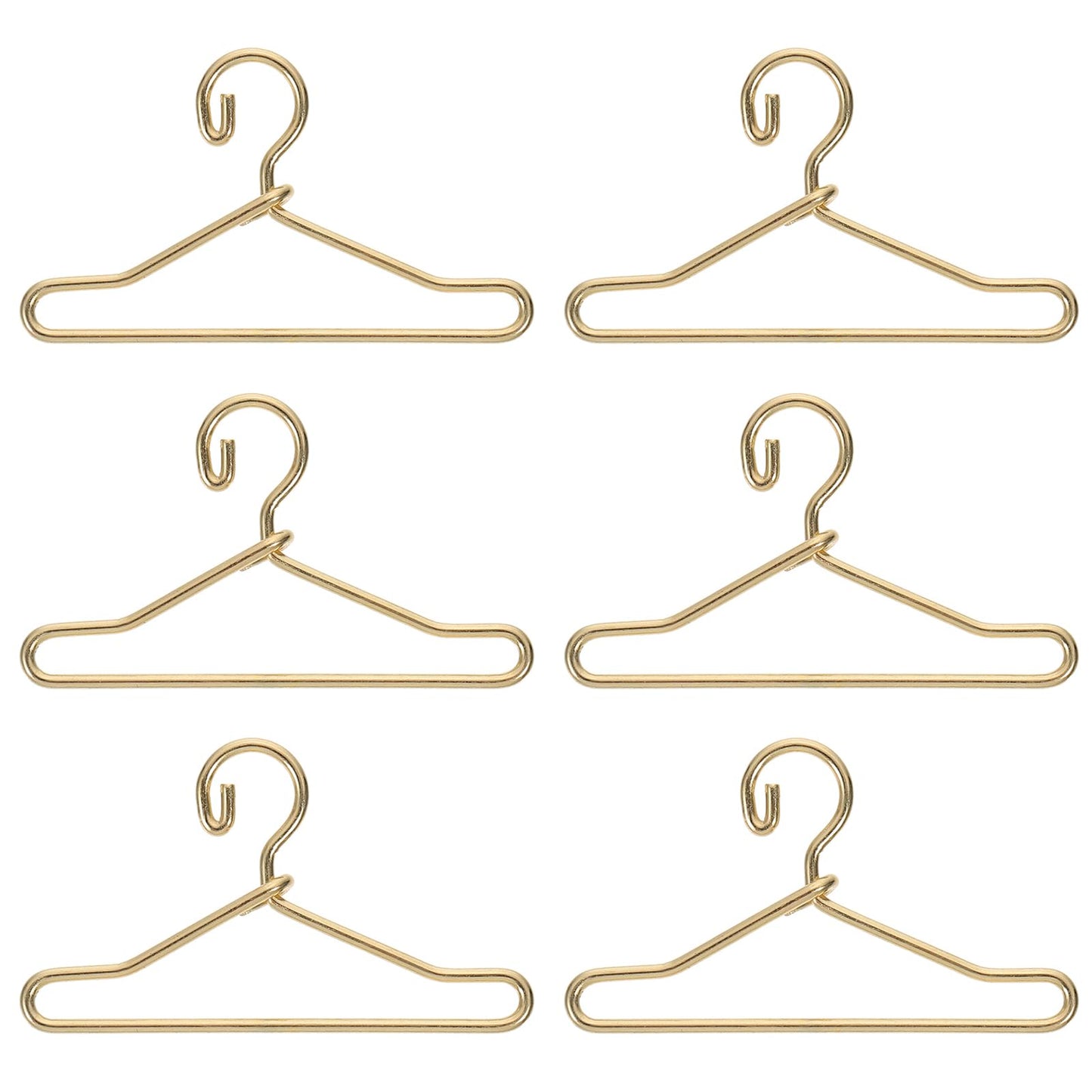 50Pcs Mini Clothes Hangers Metal Doll Clothes Dress Outfit Holders Wire Rack Stand For Miniature Dollhouse Gown Closets Toys Bedroom Accessories Golden 40Mm