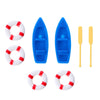 NUOBESTY 2 Sets Mini Vintage Fishing Boats Mini Beach Style Boat Oars Paddles Lifebuoy Set Miniature Ornament Kits for DIY Dollhouse Decorative Micro Landscape Scene Miniature Doll House Items