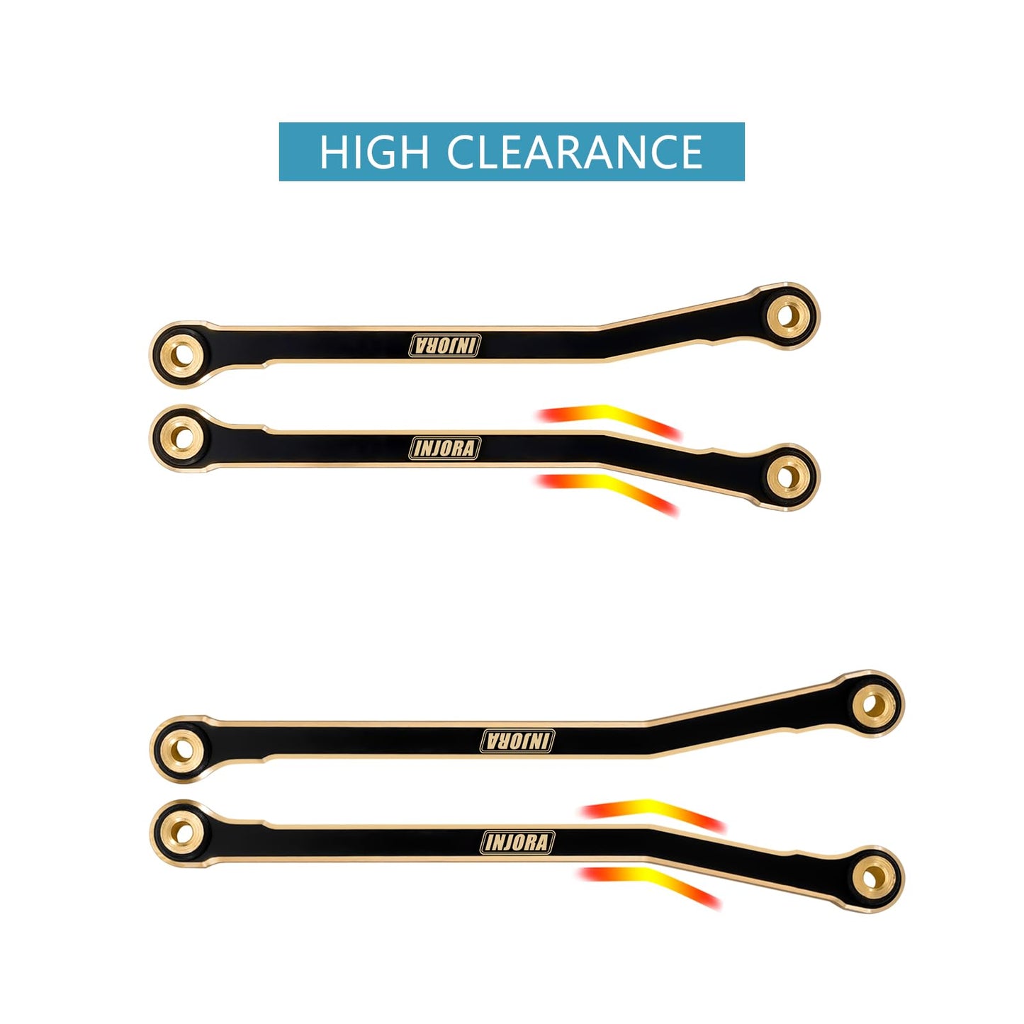 INJORA Black Coating Brass High Clearance Chassis Links for 1/18 RC Crawler Redcat Ascent-18 Upgrade