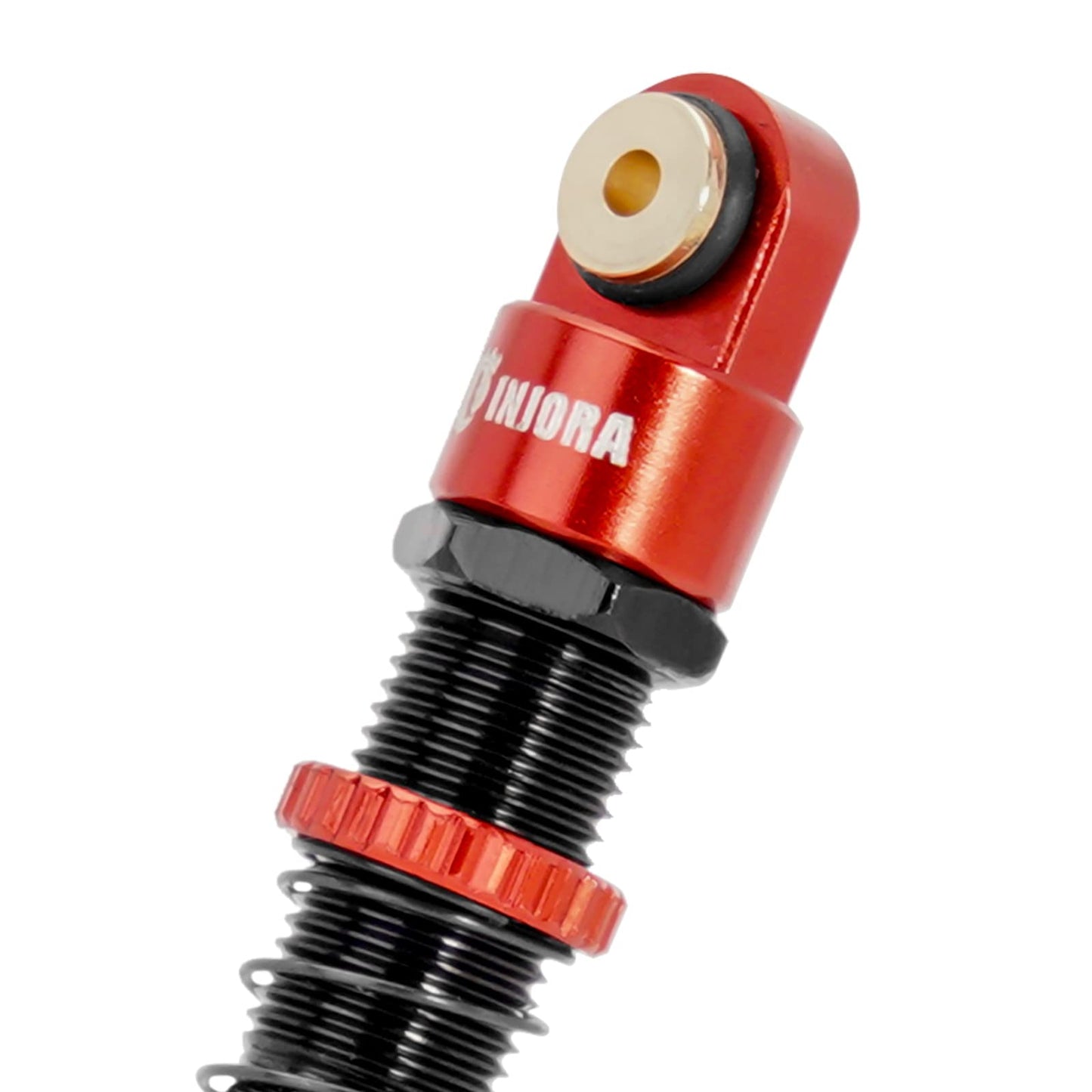 INJORA 51mm Shocks-Long Travel Threaded Double Barrel Damper for Axial AX24 SCX24 Upgrade 1/24 RC Crawler(Red)