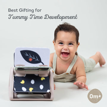 Taf Toys Rattling Spinning Book - Black & White High Contrast Baby Toy for Newborns, Tummy Time & Cognitive Development, Model TAF13385
