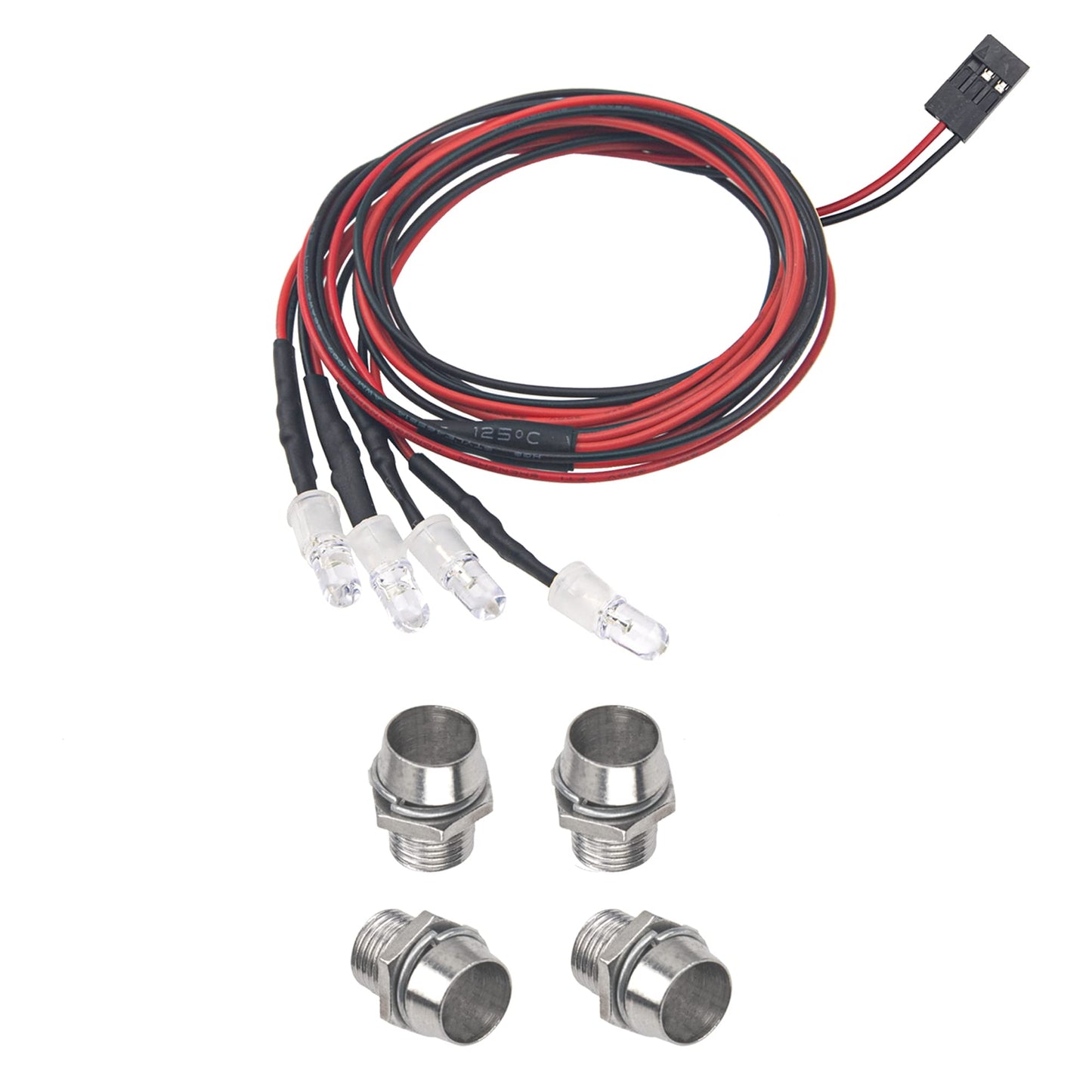 2Pack HIRCQOO 4LED RC Car LED Light Headlights Taillight Lighting with JR Y Cable Compatible with Traxxas HSP Tamiya Redcat RC4W