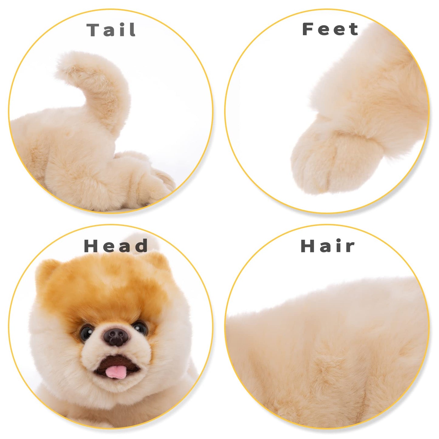 16 Inch- Pomeranian Stuffed Animals Toy Dog,Plush Puppy Realistic Cute Toy Dog Present Gift For Girls Boys