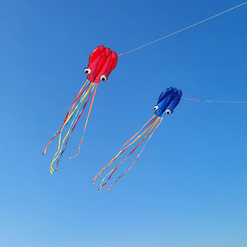 Simxkai 2 Pack Octopus Kites for Kids & Adults, Large Soft 3D Beach Easy to Fly for Boys & Girls (Red & Blue)