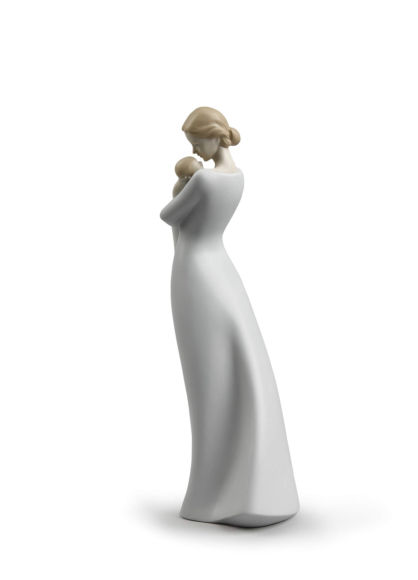 Lladro Mother Figure A Mother'S Embrace In Matte Satin Green Porcelain. Decorative Figure Of A Woman And Her Baby In Arms.