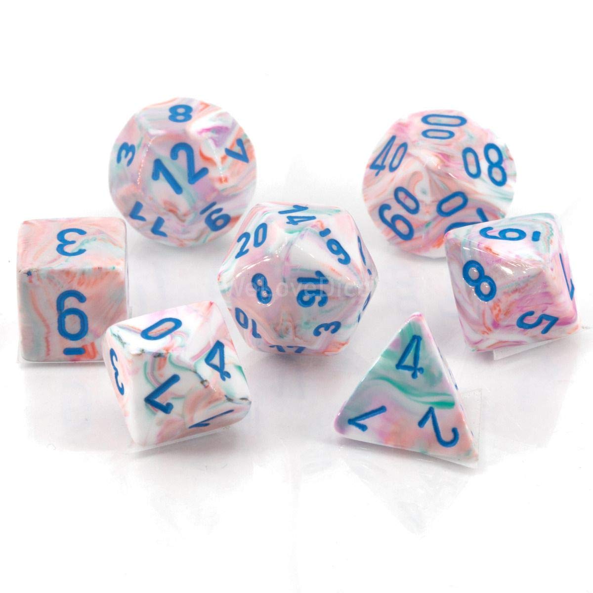 Chessex Manufacturing Chx27544 Festive Pop-Art & Blue Dice - Set Of 7