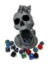 Munnygrubbers - 6.5' Skull Dice Tower - (Random 7Pcs D20 Dice Set Included) - No Paint Odorless Plastic - Tabletop Roleplaying Game - Dice Roller - Dungeons And Dragons - Dnd - D&D - (Silver)