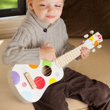 Janod Confetti Ukulele for Kids - Ages 3+, Wooden, Mixed Color, Model J07597, 1-Pack